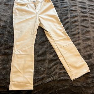 Faux leather pants in cream